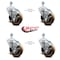 Service Caster 4 Inch High Temp Phenolic Swivel 1/2 Inch Threaded Stem Caster Set with Brake SCC SCC-TS20S414-PHRHT-TLB-121315-4 - alternate 2